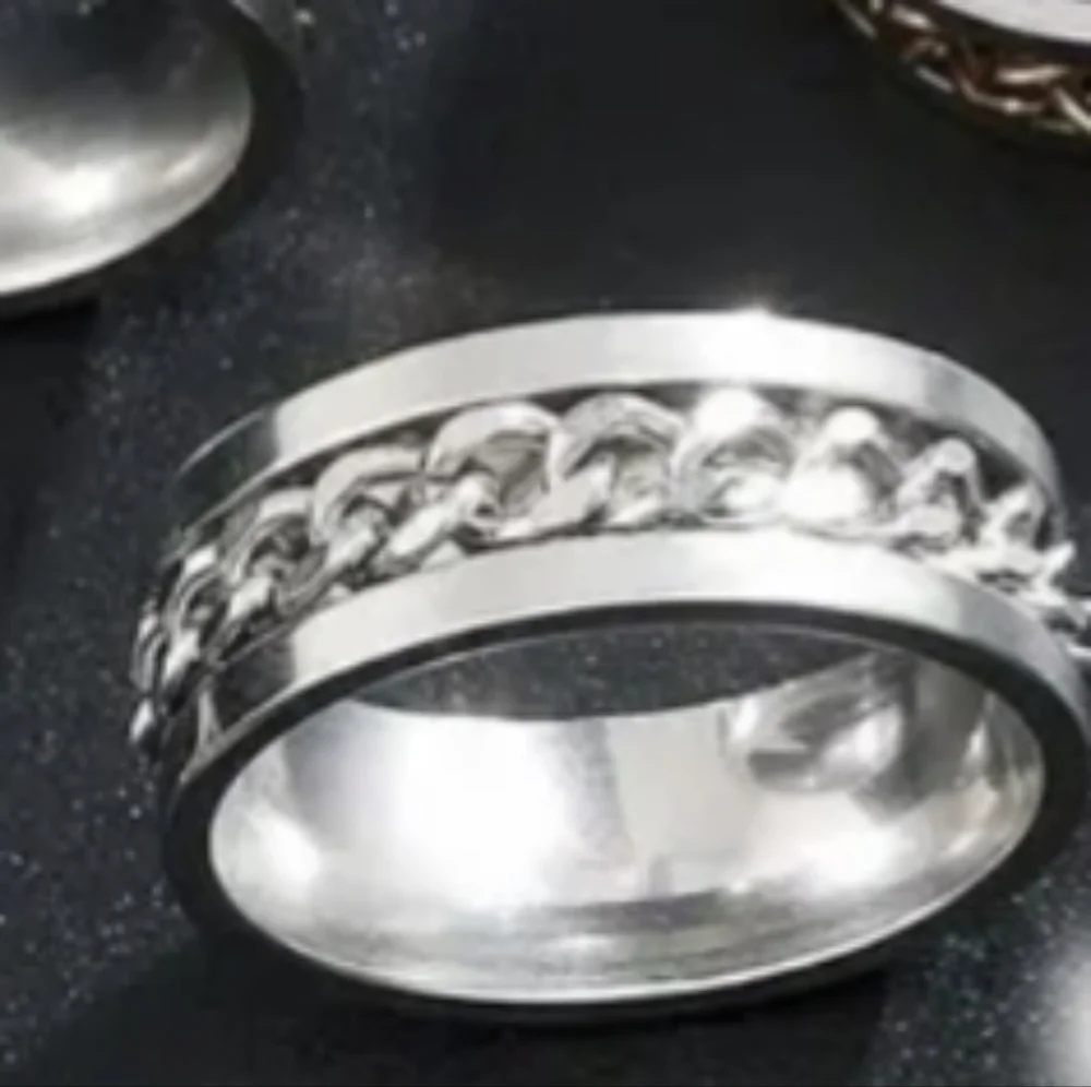 Spinner Fidget Ring Rotating Cuban Men/Women Stainless Steel NWT